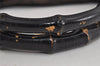 Authentic GUCCI Vintage Bamboo Hand Bag GG Nylon Leather 0021010 Brown 1317I