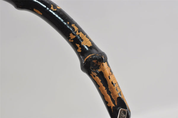 Authentic GUCCI Vintage Bamboo Hand Bag GG Nylon Leather 0021010 Brown 1317I