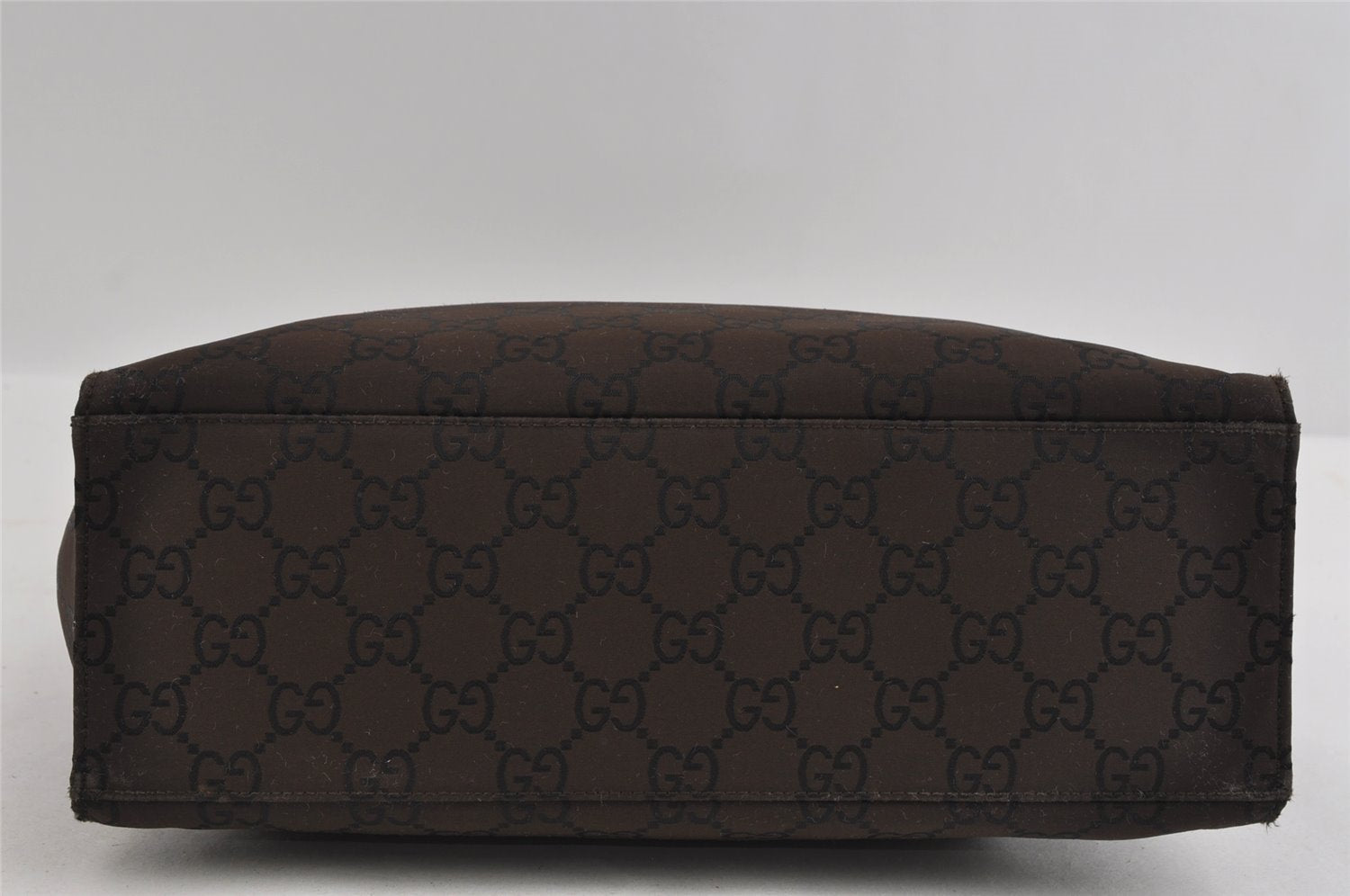 Authentic GUCCI Vintage Bamboo Hand Bag GG Nylon Leather 0021010 Brown 1317I