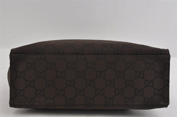 Authentic GUCCI Vintage Bamboo Hand Bag GG Nylon Leather 0021010 Brown 1317I