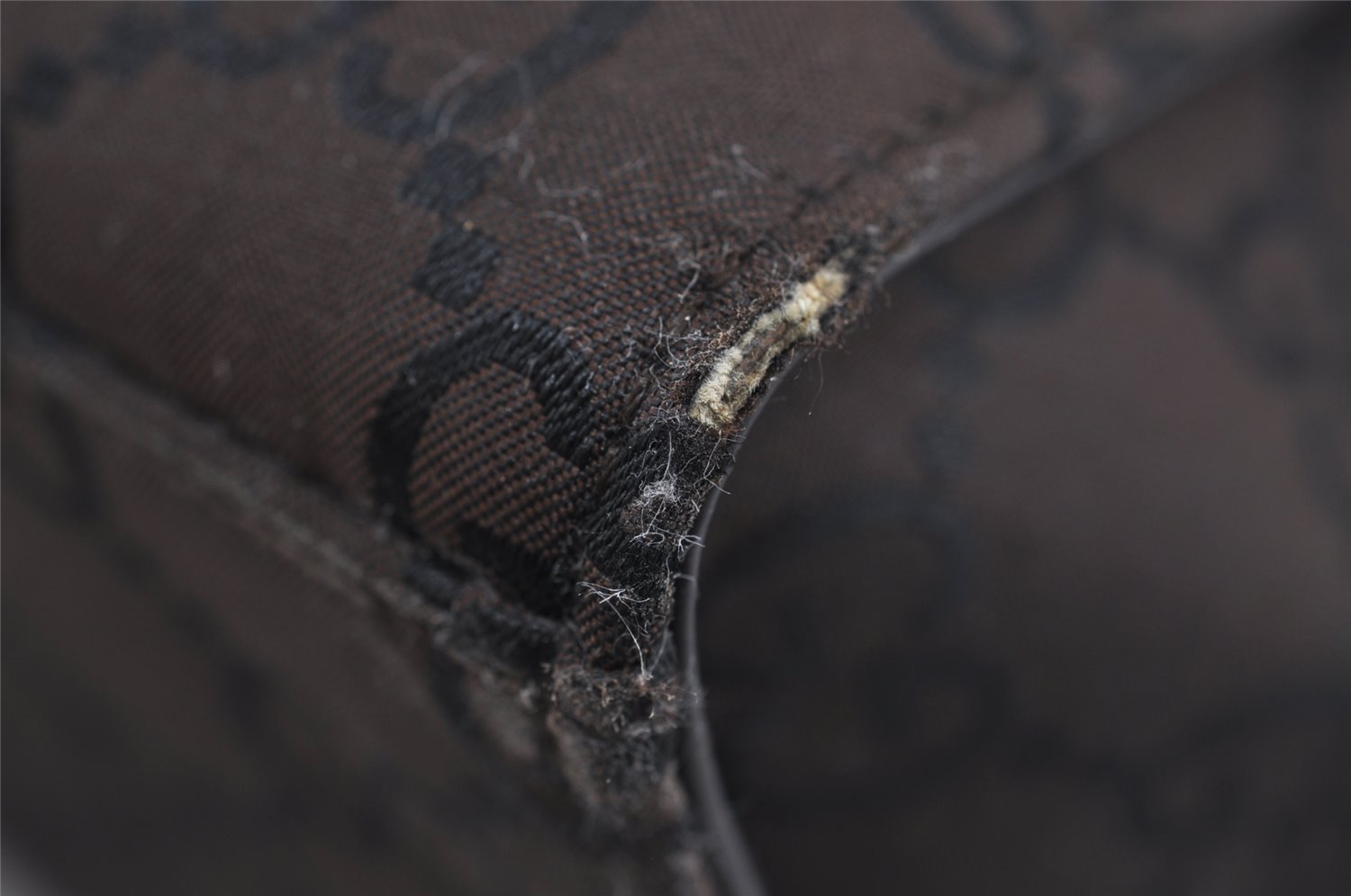 Authentic GUCCI Vintage Bamboo Hand Bag GG Nylon Leather 0021010 Brown 1317I