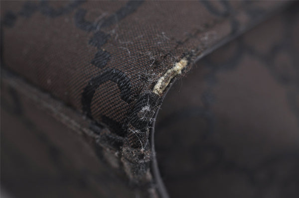 Authentic GUCCI Vintage Bamboo Hand Bag GG Nylon Leather 0021010 Brown 1317I