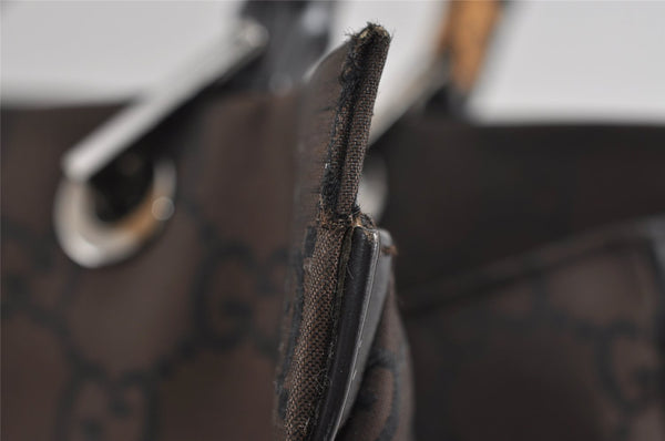 Authentic GUCCI Vintage Bamboo Hand Bag GG Nylon Leather 0021010 Brown 1317I