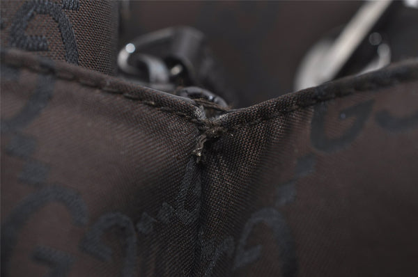 Authentic GUCCI Vintage Bamboo Hand Bag GG Nylon Leather 0021010 Brown 1317I