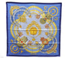 Authentic HERMES Carre 90 Scarf "KOSMIMA" Silk Blue 1318D