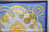 Authentic HERMES Carre 90 Scarf "KOSMIMA" Silk Blue 1318D