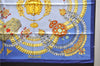 Authentic HERMES Carre 90 Scarf "KOSMIMA" Silk Blue 1318D