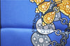 Authentic HERMES Carre 90 Scarf "KOSMIMA" Silk Blue 1318D