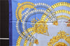 Authentic HERMES Carre 90 Scarf "KOSMIMA" Silk Blue 1318D