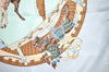 Authentic HERMES Carre 90 Scarf "Musee Vivant du Cheval" Silk Light Blue 1318I