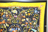 Auth HERMES Carre 90 Scarf "PIERRES D'ORIENT et d'OCCIDENT" Silk Black 1319D