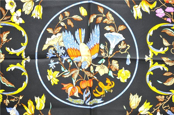 Auth HERMES Carre 90 Scarf "PIERRES D'ORIENT et d'OCCIDENT" Silk Black 1319D