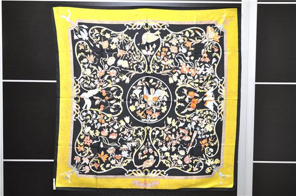 Auth HERMES Carre 90 Scarf "PIERRES D'ORIENT et d'OCCIDENT" Silk Black 1319D