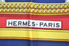 Authentic HERMES Carre 90 Scarf "GRAND APPARAT" Silk Navy 1319I