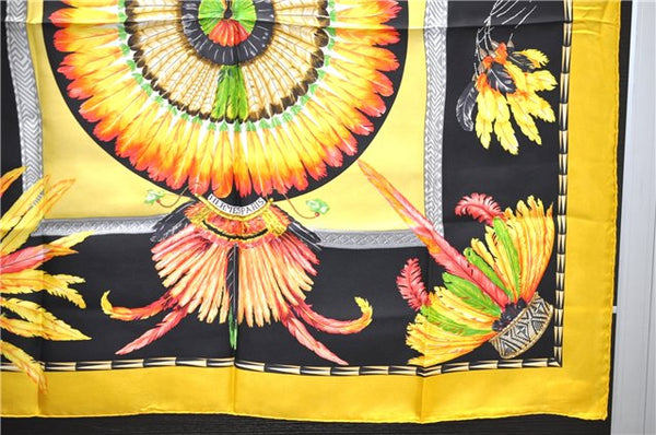 Authentic HERMES Carre 90 Scarf "BRAZIL" Silk Yellow 1320D