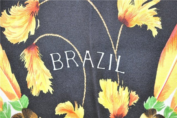 Authentic HERMES Carre 90 Scarf "BRAZIL" Silk Yellow 1320D