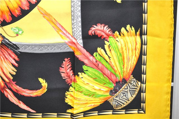 Authentic HERMES Carre 90 Scarf "BRAZIL" Silk Yellow 1320D