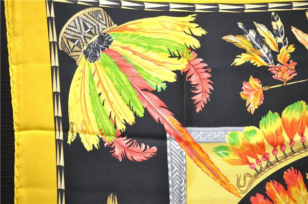 Authentic HERMES Carre 90 Scarf "BRAZIL" Silk Yellow 1320D