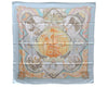 Authentic HERMES Carre 90 Scarf "Au dela des cinq mers" Silk Light Blue 1321D