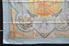 Authentic HERMES Carre 90 Scarf "Au dela des cinq mers" Silk Light Blue 1321D