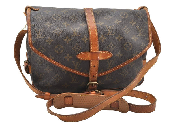 Authentic Louis Vuitton Monogram Saumur 30 Shoulder Cross Bag M42256 Junk 1321I