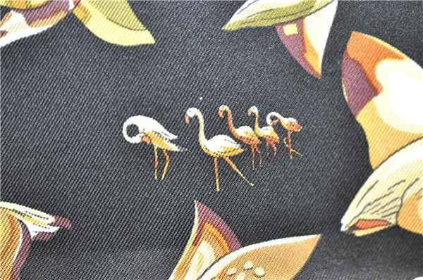 Authentic HERMES Carre 90 Scarf "LIBRES COMME L'AIR" Silk Black 1322D