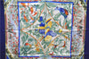 Authentic HERMES Carre 90 Scarf "TROPIQUES" Silk Blue 1324D