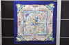 Authentic HERMES Carre 90 Scarf "TROPIQUES" Silk Blue 1324D