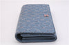 Authentic CHANEL Calf Skin Matelasse Long Wallet Purse CC Logo Blue Box 1325F