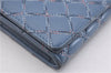 Authentic CHANEL Calf Skin Matelasse Long Wallet Purse CC Logo Blue Box 1325F