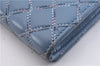 Authentic CHANEL Calf Skin Matelasse Long Wallet Purse CC Logo Blue Box 1325F