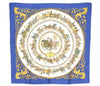 Authentic HERMES Carre 90 Scarf "LA PROMENADE DE LONGCHAMPS" Silk Blue 1325G