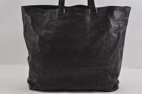 Authentic PRADA Glace Calf 2 Leather Nappa Shoulder Tote Bag VA0790 Black 1325I