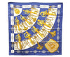 Authentic HERMES Carre 90 Scarf "Cliquetis" Silk Blue 1326D