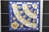 Authentic HERMES Carre 90 Scarf "Cliquetis" Silk Blue 1326D