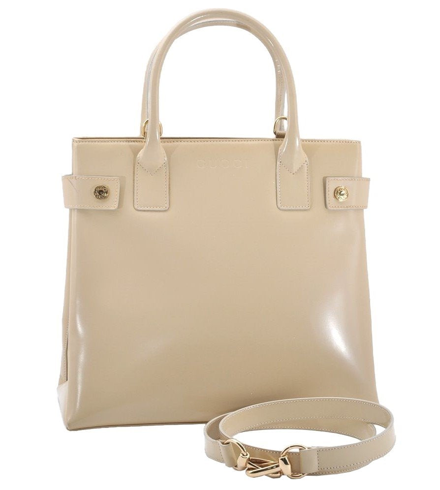 Authentic GUCCI Vintage 2Way Shoulder Hand Bag Purse Enamel White Junk 1326I