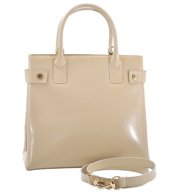 Authentic GUCCI Vintage 2Way Shoulder Hand Bag Purse Enamel White Junk 1326I