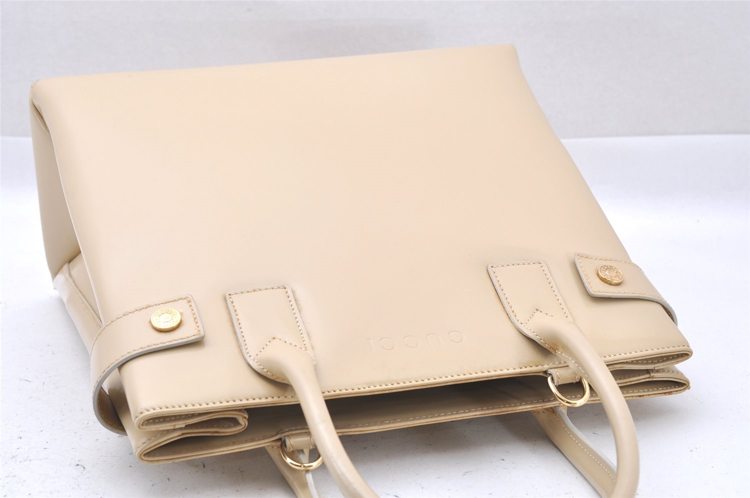 Authentic GUCCI Vintage 2Way Shoulder Hand Bag Purse Enamel White Junk 1326I