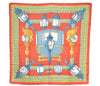 Authentic HERMES Carre 90 Scarf "Feux de Route" Silk Red 1327G