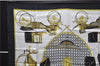 Authentic HERMES Carre 90 Scarf "LES VOITURES A TRANSFORMATION" Silk Black 1328D