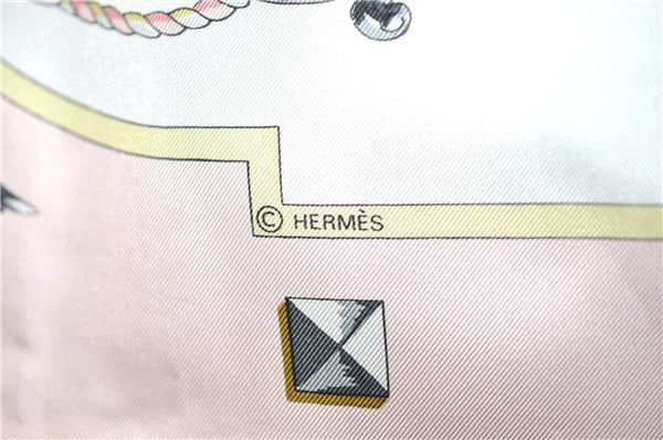 Authentic HERMES Carre 90 Scarf "LES CLES" Silk Pink 1328G