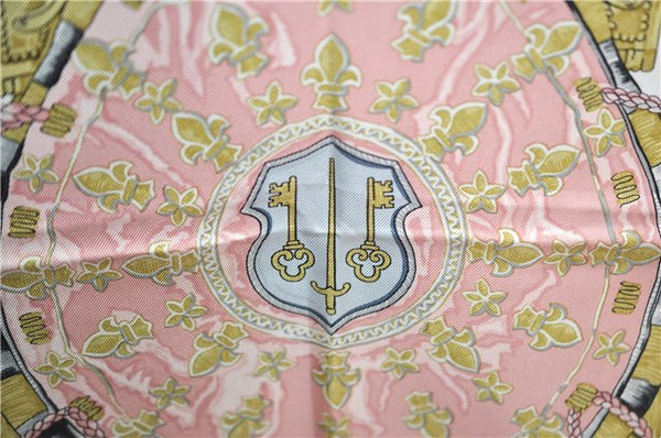 Authentic HERMES Carre 90 Scarf "LES CLES" Silk Pink 1328G