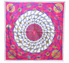 Authentic HERMES Carre 90 Scarf "LES FEUX DE L'ESPACE" Silk Blue Pink 1329D