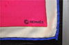 Authentic HERMES Carre 90 Scarf "LES FEUX DE L'ESPACE" Silk Blue Pink 1329D