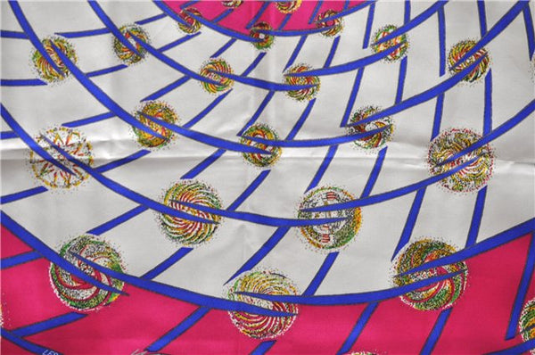 Authentic HERMES Carre 90 Scarf "LES FEUX DE L'ESPACE" Silk Blue Pink 1329D