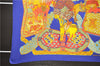 Authentic HERMES Pleats Scarf "ART des STEPPES" Silk Blue Box 1331D