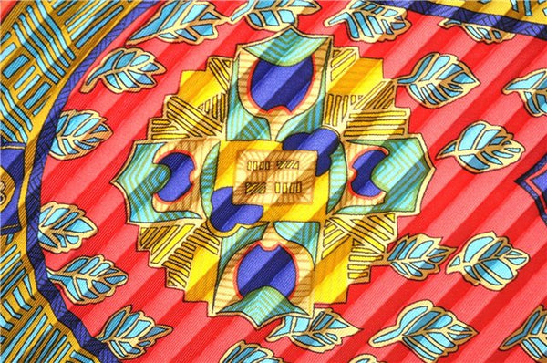 Authentic HERMES Pleats Scarf "ART des STEPPES" Silk Blue Box 1331D