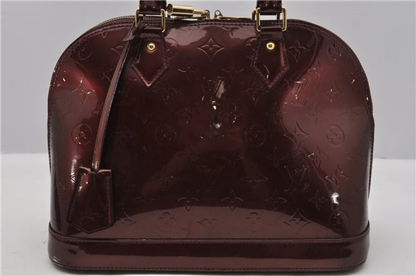 Authentic Louis Vuitton Vernis Alma PM Hand Bag Bordeaux Red M91691 LV 1331F