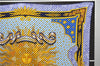 Authentic HERMES Pleats Scarf "CARPE DIEM" Silk Blue Box 1332D