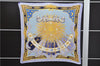 Authentic HERMES Pleats Scarf "CARPE DIEM" Silk Blue Box 1332D